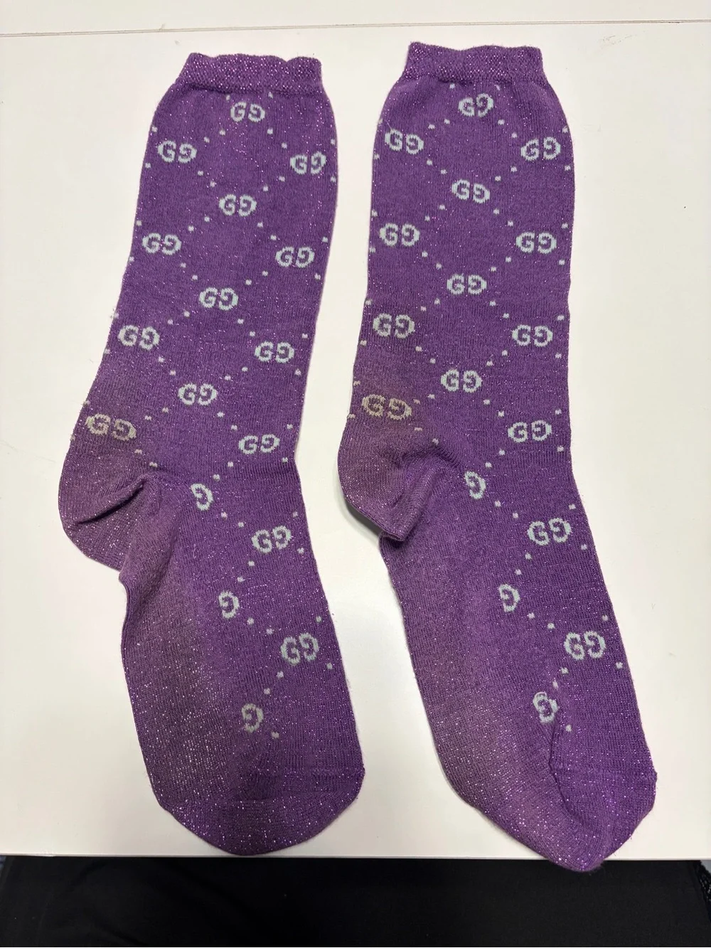Gucci Gucci Purple GG Logo Crew Socks - Men